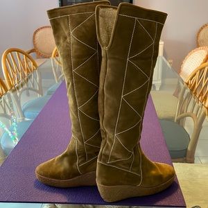 MICHAEL KORS BROWN SUADE FOLD OVER FLEECE LINED BOOTS SIZE 7.5